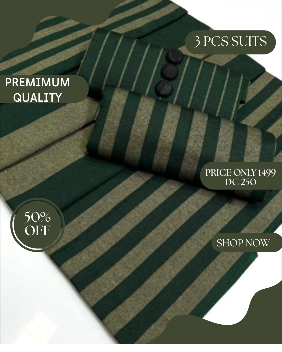 3pc Multani Susi Khaadi (Green)