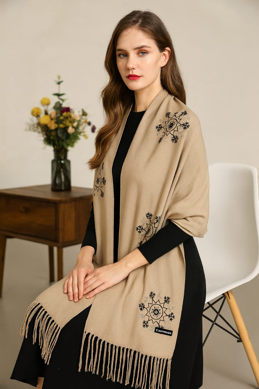 Women’s Warm Winter Pashmina Wool Shawl -(D#8038)