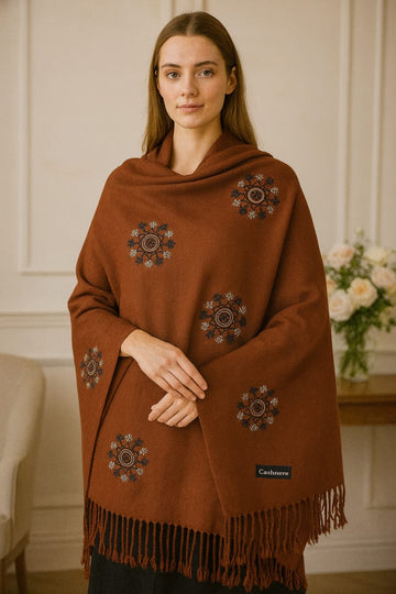 Women’s Warm Winter Pashmina Wool Shawl -(D#8031)