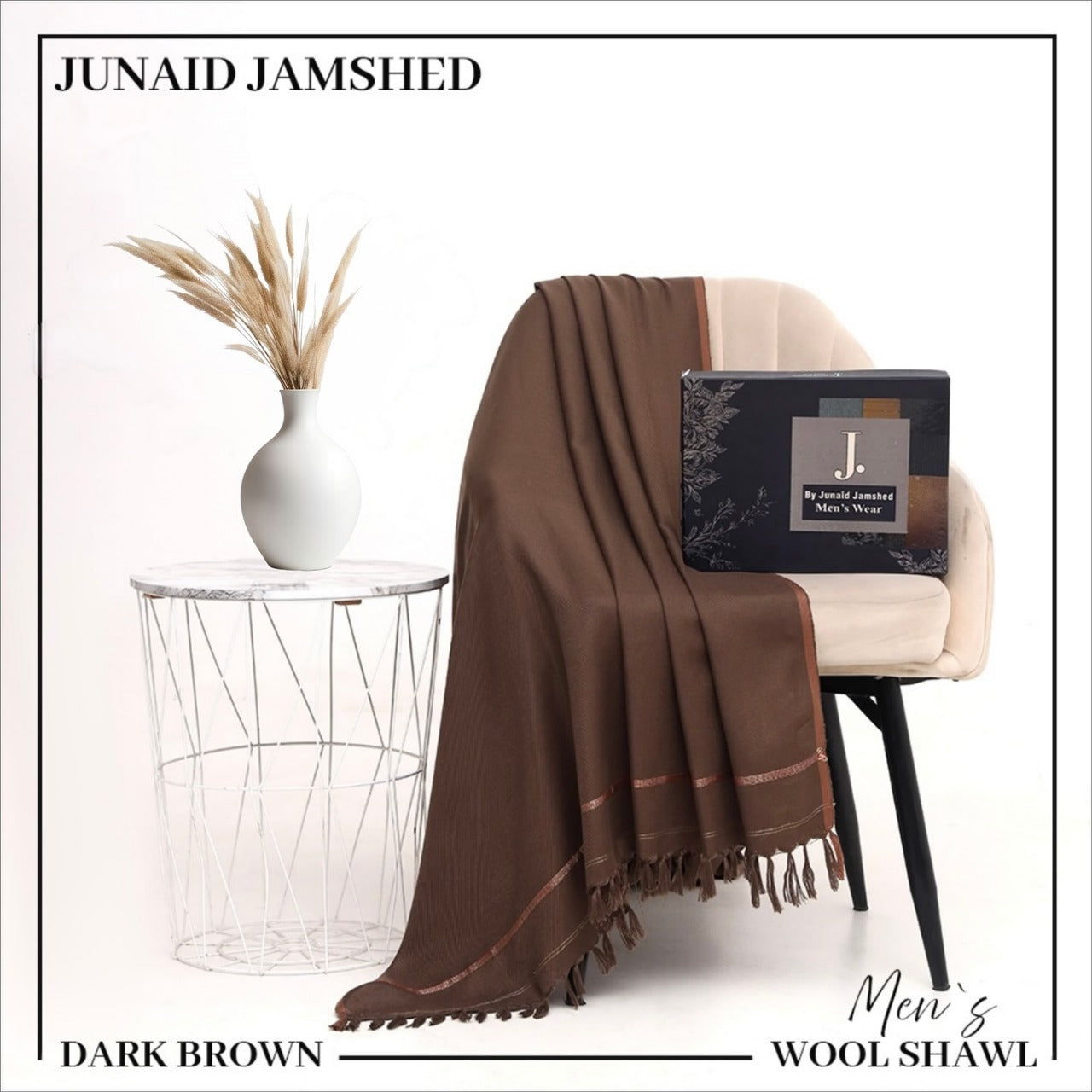 J. Premium Winter Shawl for Men JWS 4 DARK BROWN