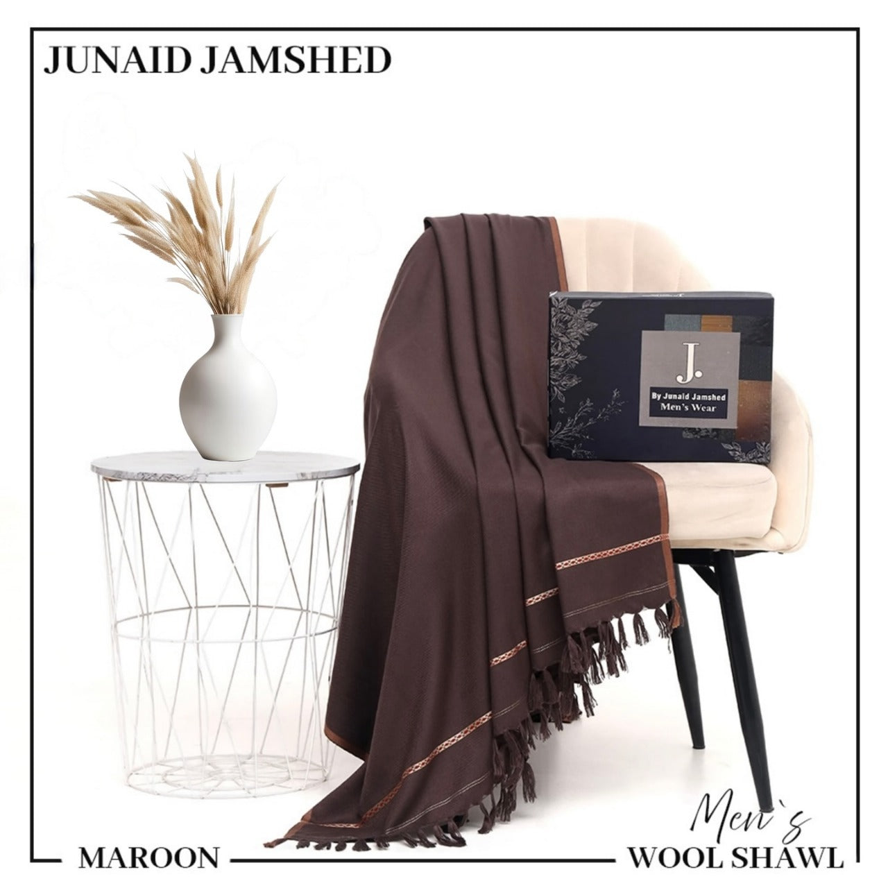 J. Premium Winter Shawl for Men JWS 3 MAROON