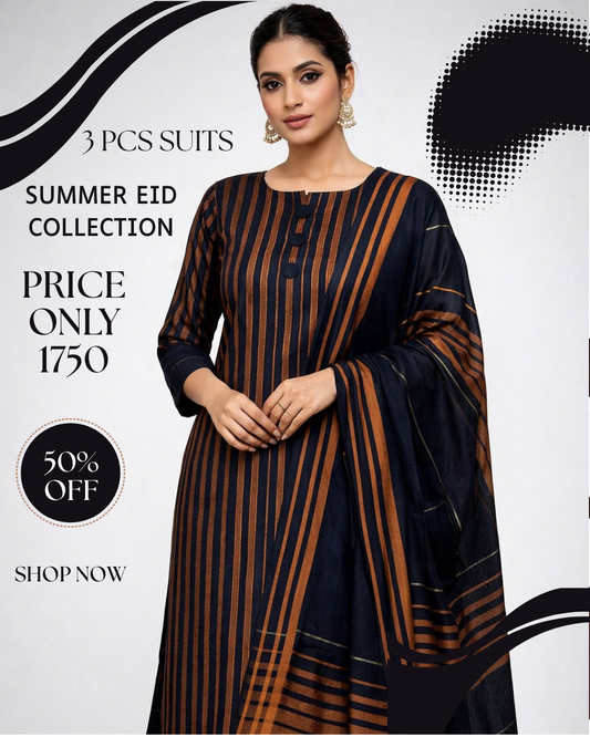 3 Pcs Summer Eid Collection – Shirt Duptta & Trousers LWN 587