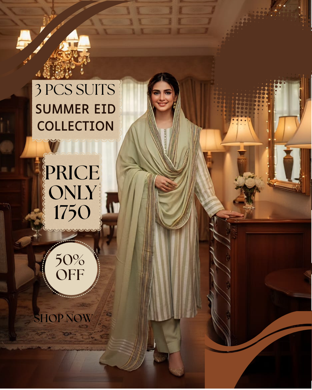 3 Pcs Summer Eid Collection – Shirt Duptta & Trousers LWN 591