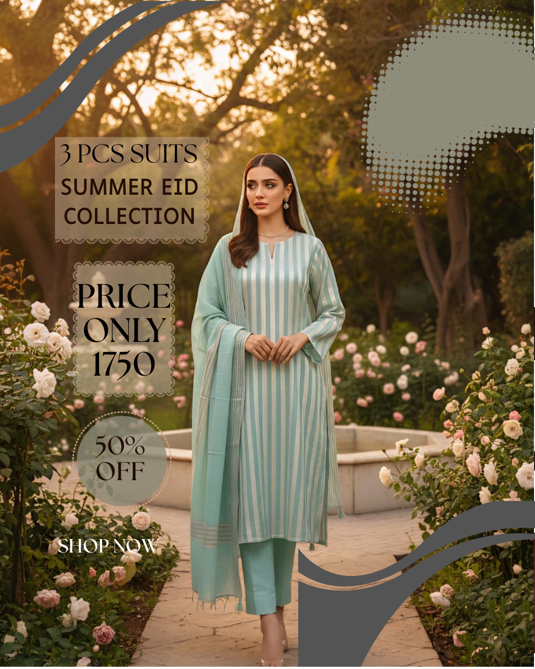3 Pcs Summer Eid Collection – Shirt Duptta & Trousers LWN 590