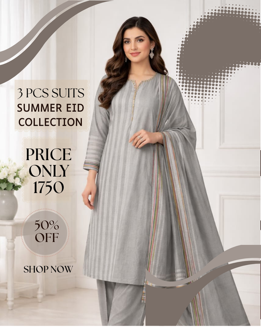 3 Pcs Summer Eid Collection – Shirt Duptta & Trousers LWN 589