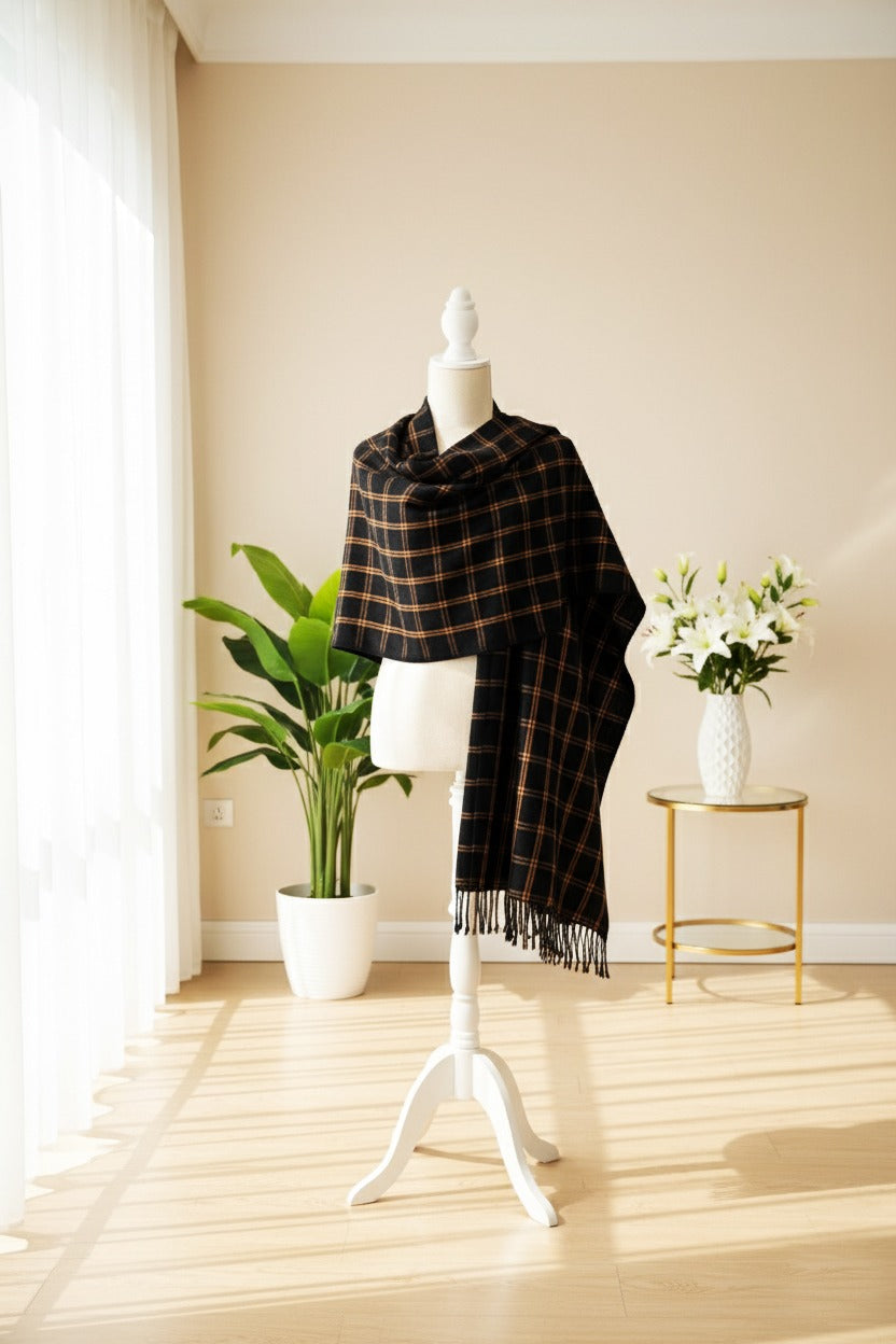 Women’s Warm Winter Pashmina Wool Shawl -(D#8007)