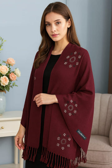 Women’s Warm Winter Pashmina Wool Shawl -(D#8037)