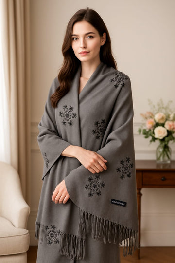 Women’s Warm Winter Pashmina Wool Shawl -(D#8033)