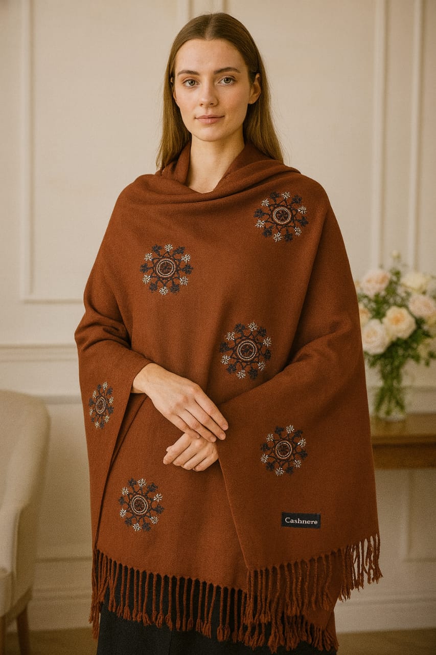 Women’s Warm Winter Pashmina Wool Shawl -(D#8031)