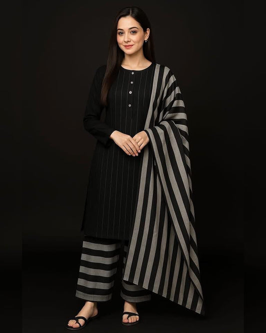 3pc Multani Susi Khaadi (Black)