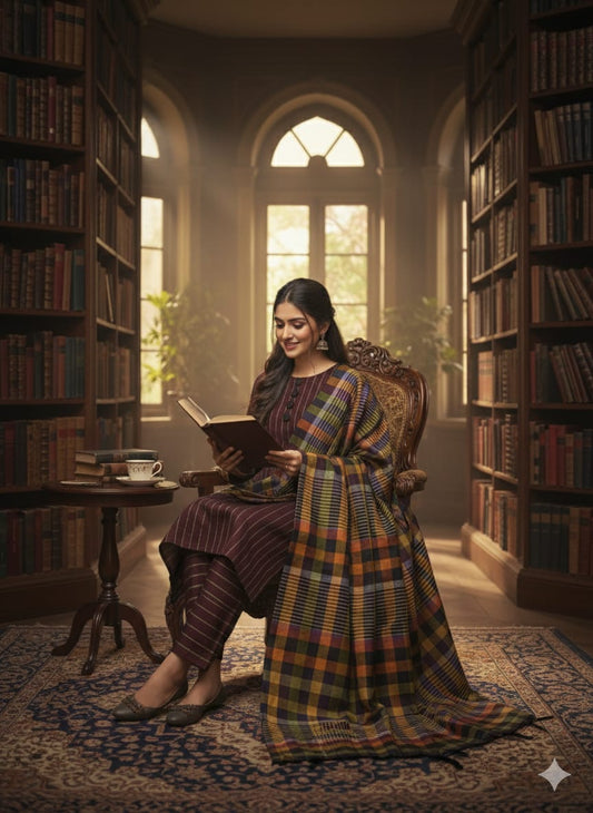 3pc Multani Susi Khaadi (MULTI MAROON)