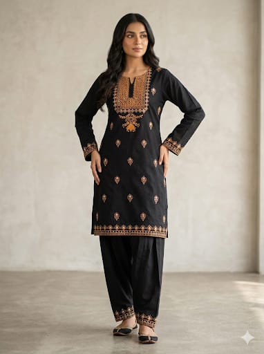 2pc-Embroidery Lawn Cotton (E-10005)